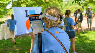 Woman completes the Liver Health Pledge on a tablet